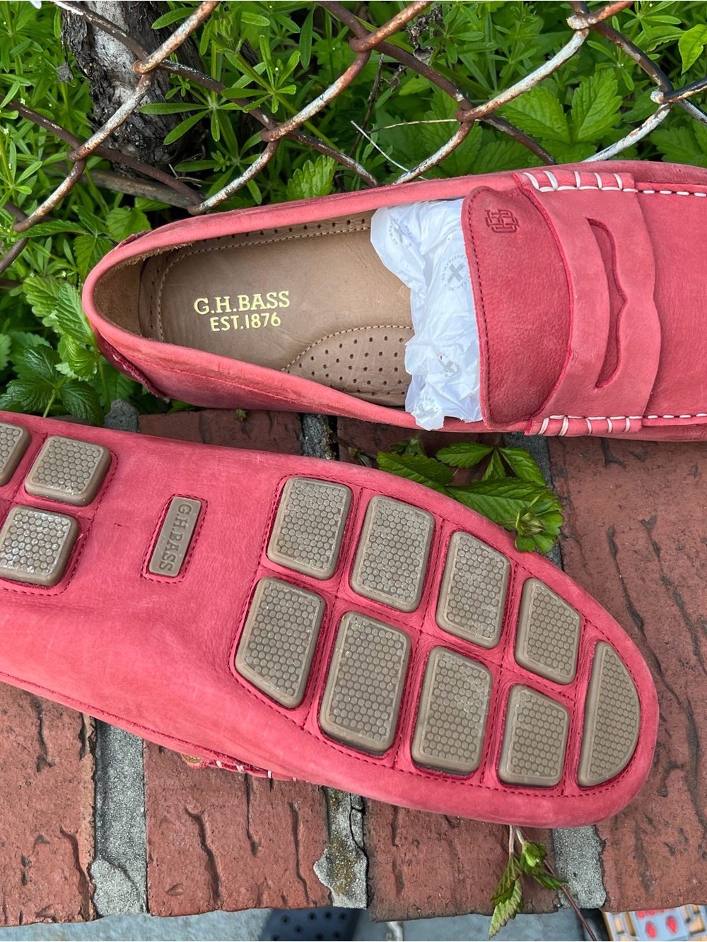 G.H. Bass & Co. Red Suede Penny Loafers